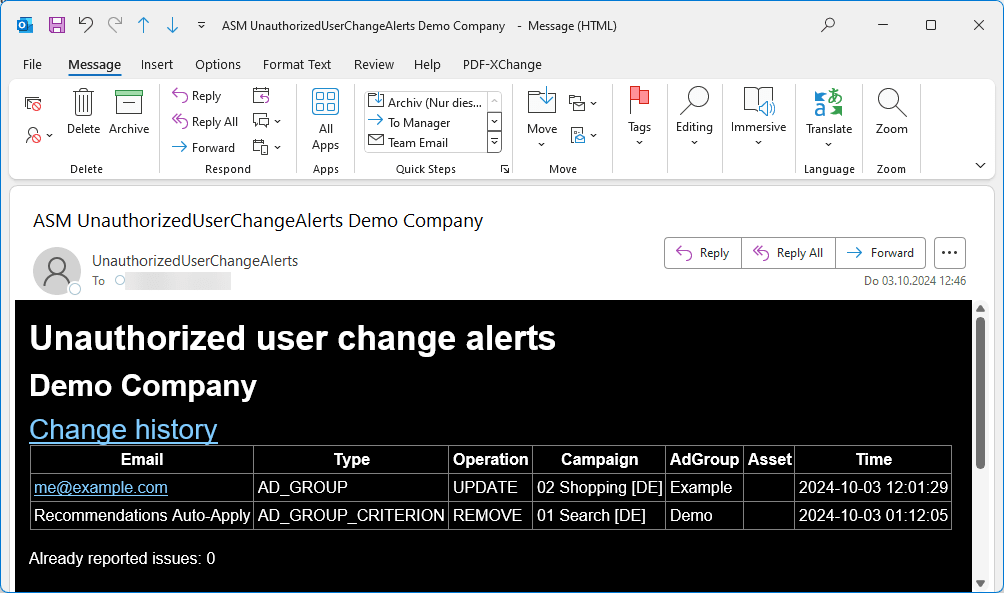 Google Ads Script Unauthorized User Change Alerts Alarm Email